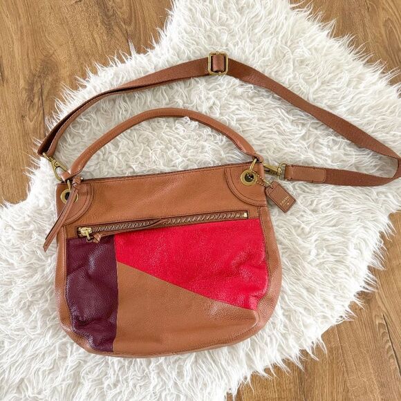 Fossil Karli Large Leather Hobo Style Shoulder Bag - Red Tan Multi - Picture 1 of 9